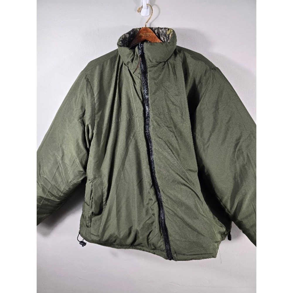 Mossy Oak Reversible Puffer Jacket‎ Camo Olive Green Outdoor Full Zip Mens